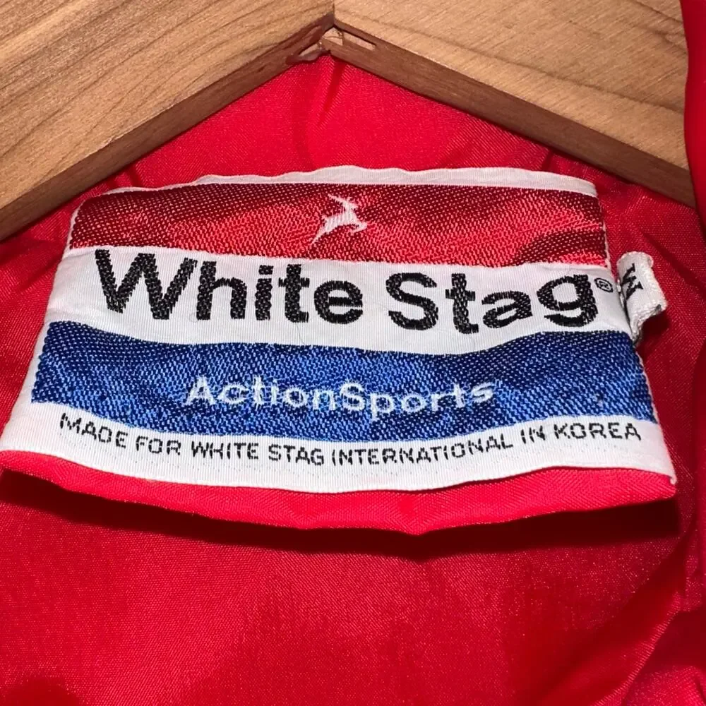 Vintage White Stag Red Breckenridge Colorado Puffer Ski Jacket Size Medium